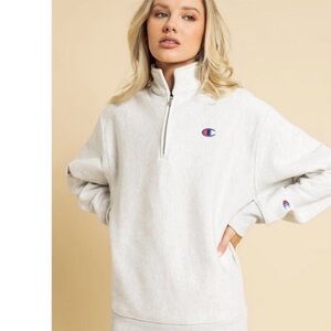 Champion Women's Gray Quarter-Zip Pullover Size L